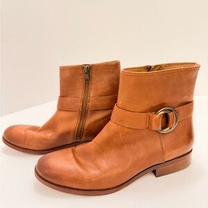 FRYE AND CO. Cognac Ankle Booties with Buckle Size 8 1/2
